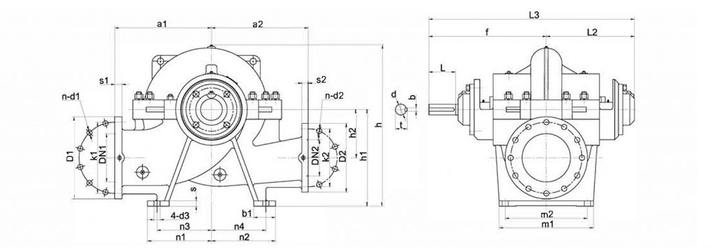 ES Series - Split Case Pumps (bareshaft) - Dimensions & Weight - TECNODYNE